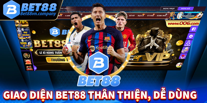 Giao diện trang chủ của Bet88 thiết kế thân thiện, dễ sử dụng 